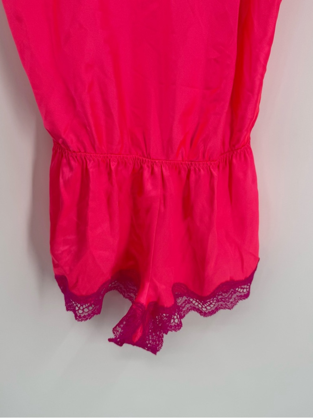 Victorias Secret NWT pink lace silky lingerie romper shorts size Small satin - Picture 3 of 8
